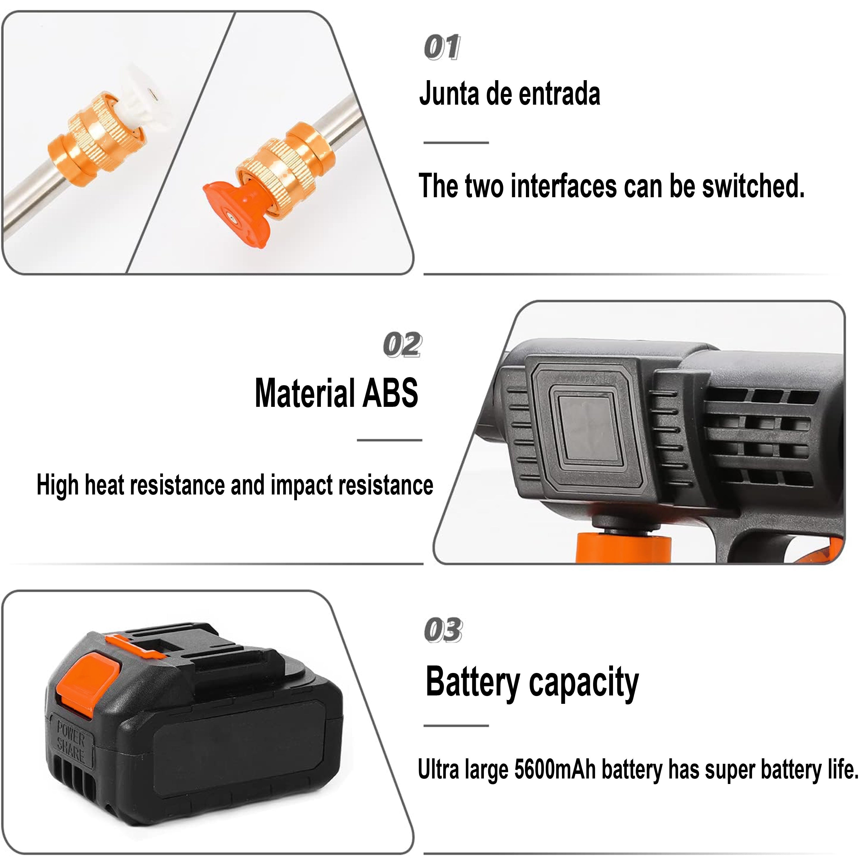 Pistola De Alta Presión 21V,También Compatible Con 48V Y 98V- 430 Psi, Batería 15,000 Mah, Inalámbrica Y Recargable | Calidad Profesional – VOLTAKRA